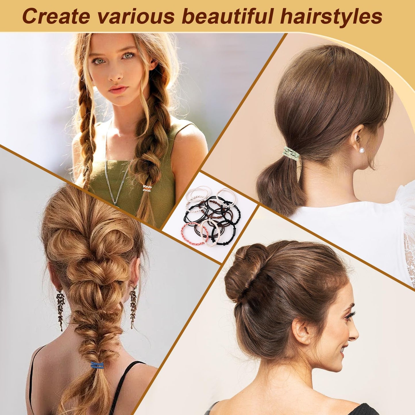 48 PCS Boho Hair Ties, Elastic Hair Tie Bracelets for Women, Cute Hair Ties No Damage, Ponytail Holders for Girls with Thick and Thin Hair Beauty and Personal Care SLNZAPTY