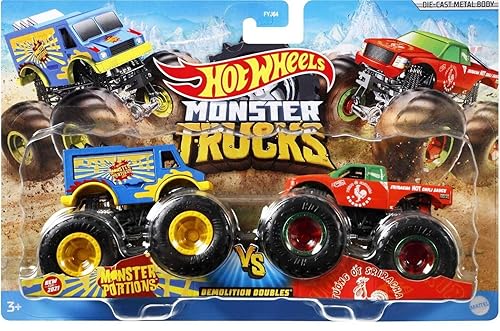 Hotwheels Monster Trucks Monster Portions Vs Sriracha, Demolition Doubles