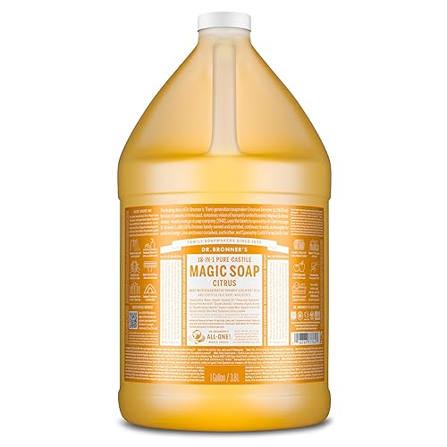 Dr. Bronner's Pure-Castile Magic Soap Liquid (Citrus, 1 Gallon) - Made with Regenerative Organic Certified Oils, 18-in-1 Uses: Face, Body, Hair