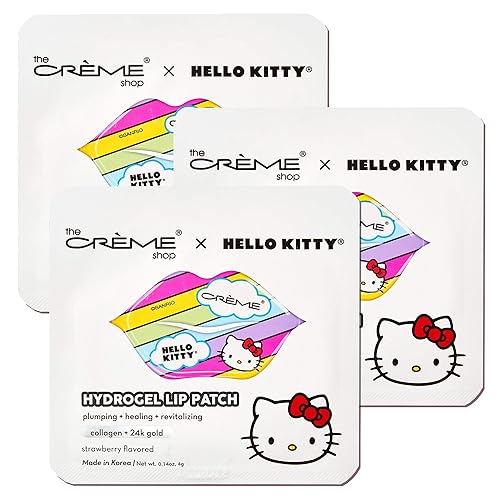 The Crème Shop x Hello Kitty Hydrogel Lip Patch | Strawberry Flavored, Collagen and 24k Gold, Remove Dead Skin, Moisturize lips, Pale Lip Treatment
