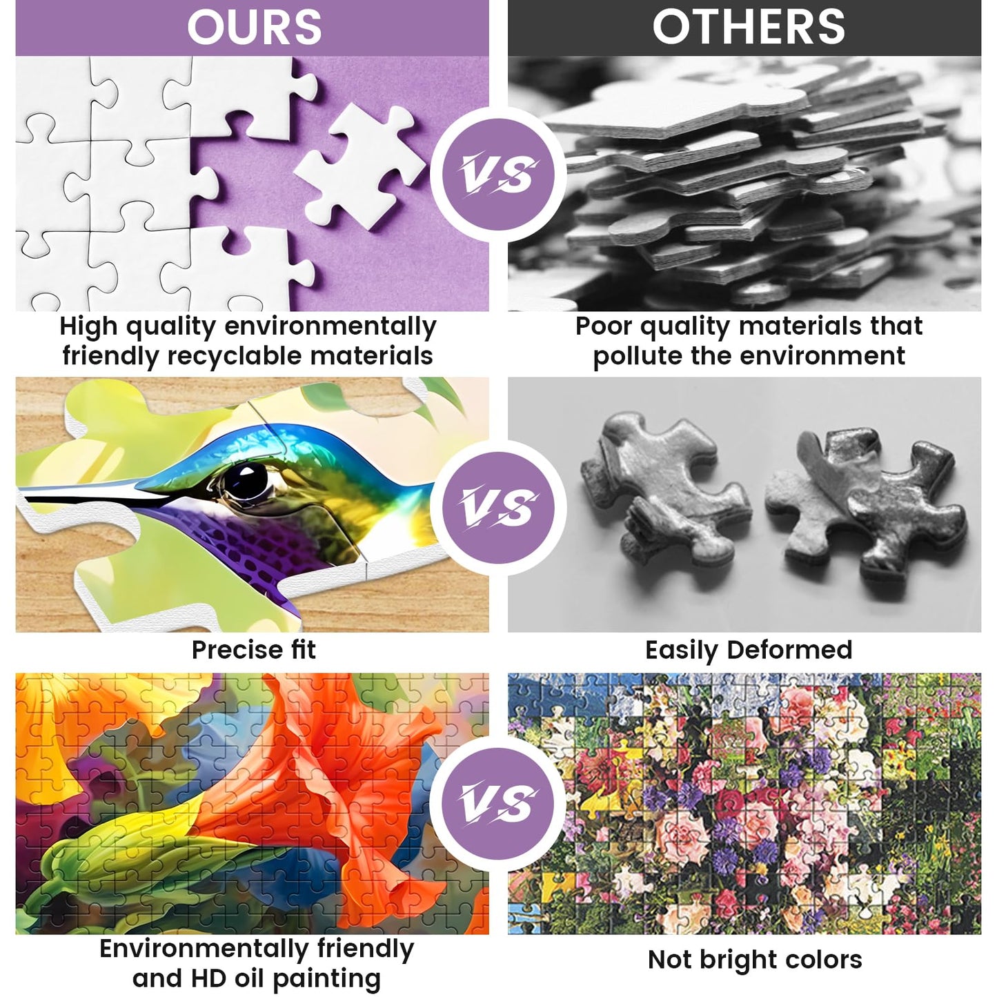 VOLUVOLU 500 Piece Jigsaw Puzzle – Hummingbird & Flower Design, Fun Birthday Party Puzzle for Adults, Kids & Family