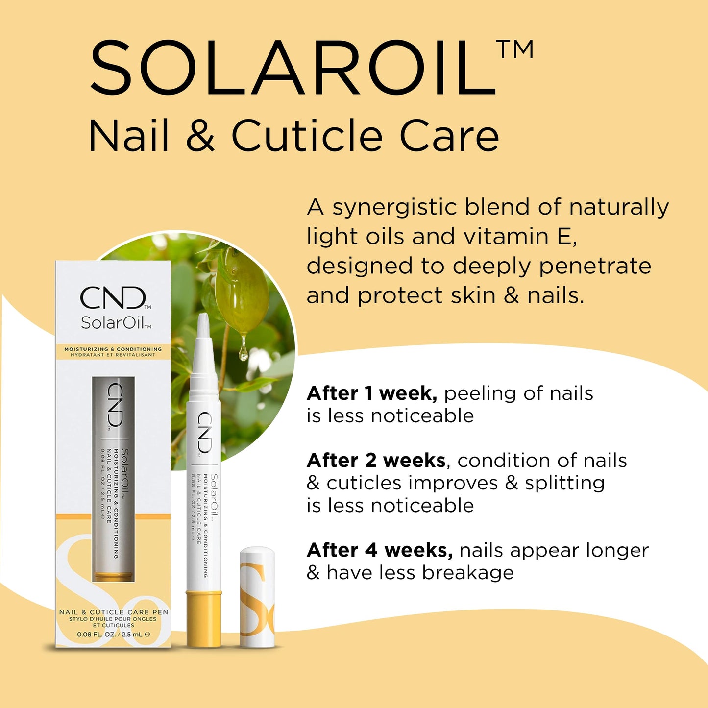 CND SolarOil Essential Care Pen, Moisturizes and Conditions Nails, Natural Blend Of Jojoba, Vitamin E, Rice Bran and Sweet Almond Oils, Pack Of 1