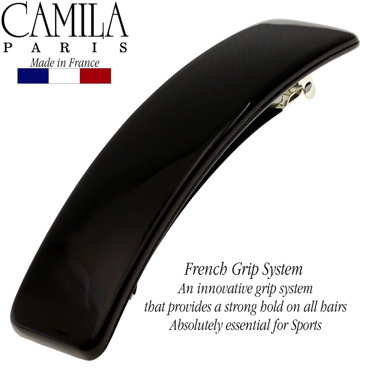 Camila Paris CP1476 French Hair Barrette Clip for Girls, Rubberized Automatic Clasp Strong Hold Grip Hair Clips for Women, No Slip and Durable Styling