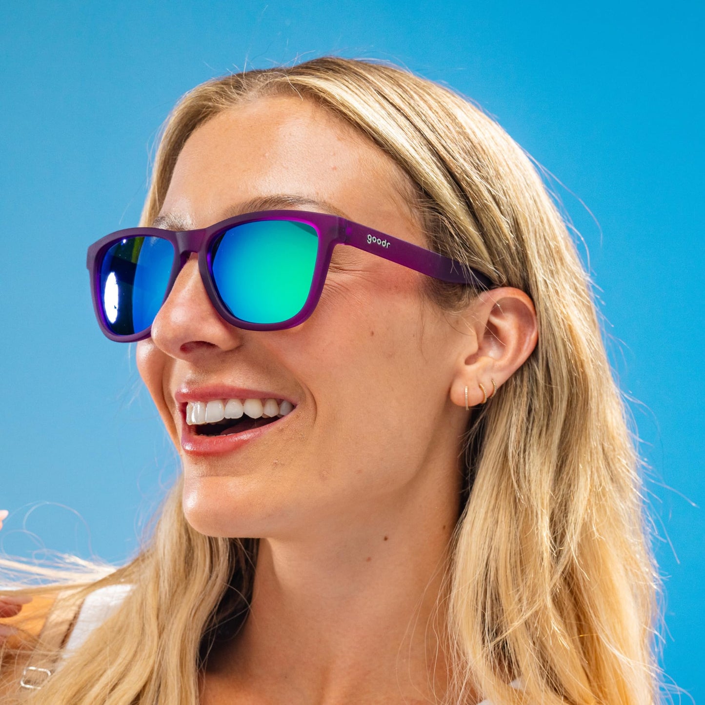 goodr Gardening with a Kraken Polarized Sunglasses, Medium Sized (OG), Dark Purple Translucent Lens with Light Green Mirrored Reflective Lens, UV400