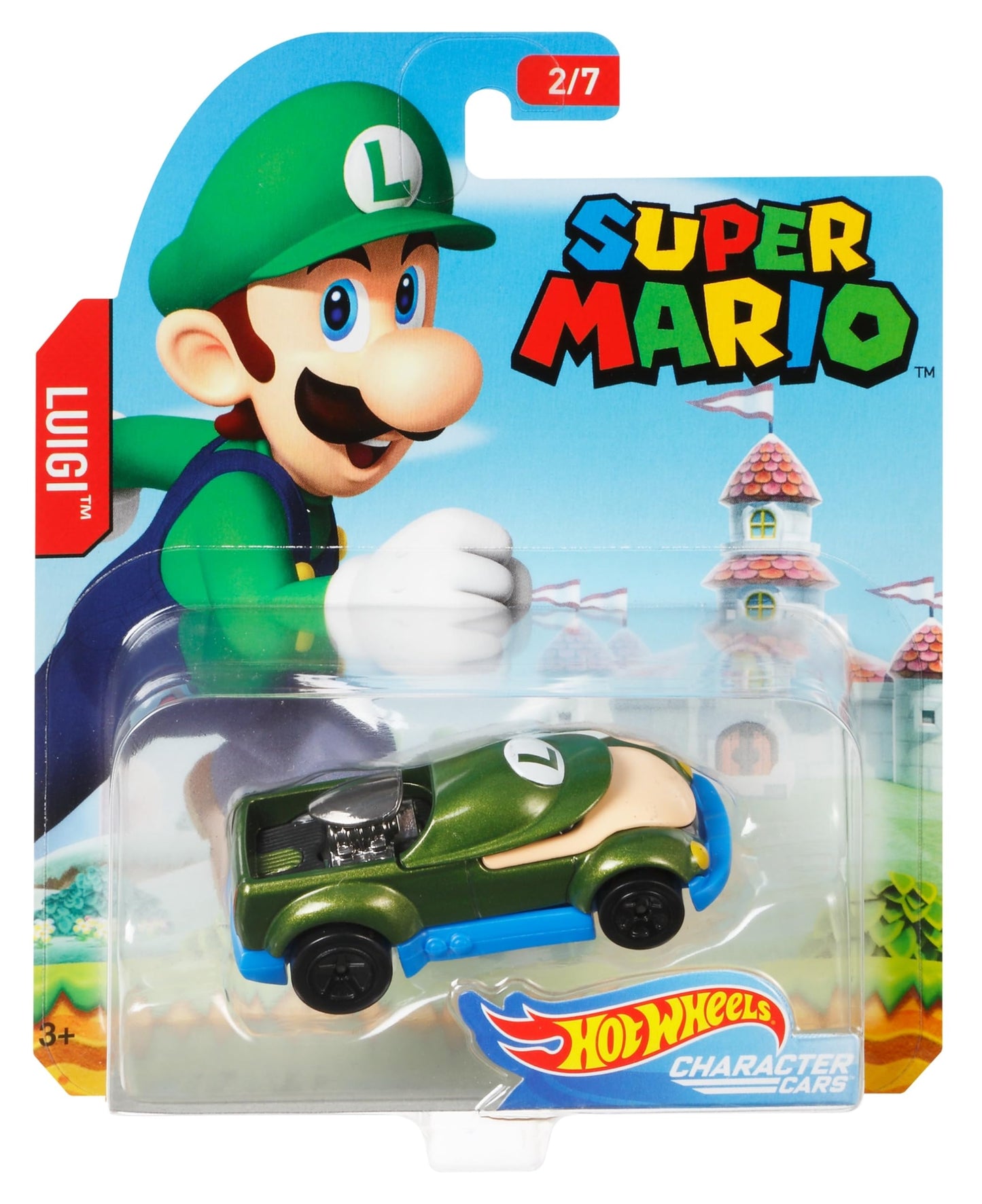 Hot Wheels Super Mario Character Cars Luigi Vehicle 2/7