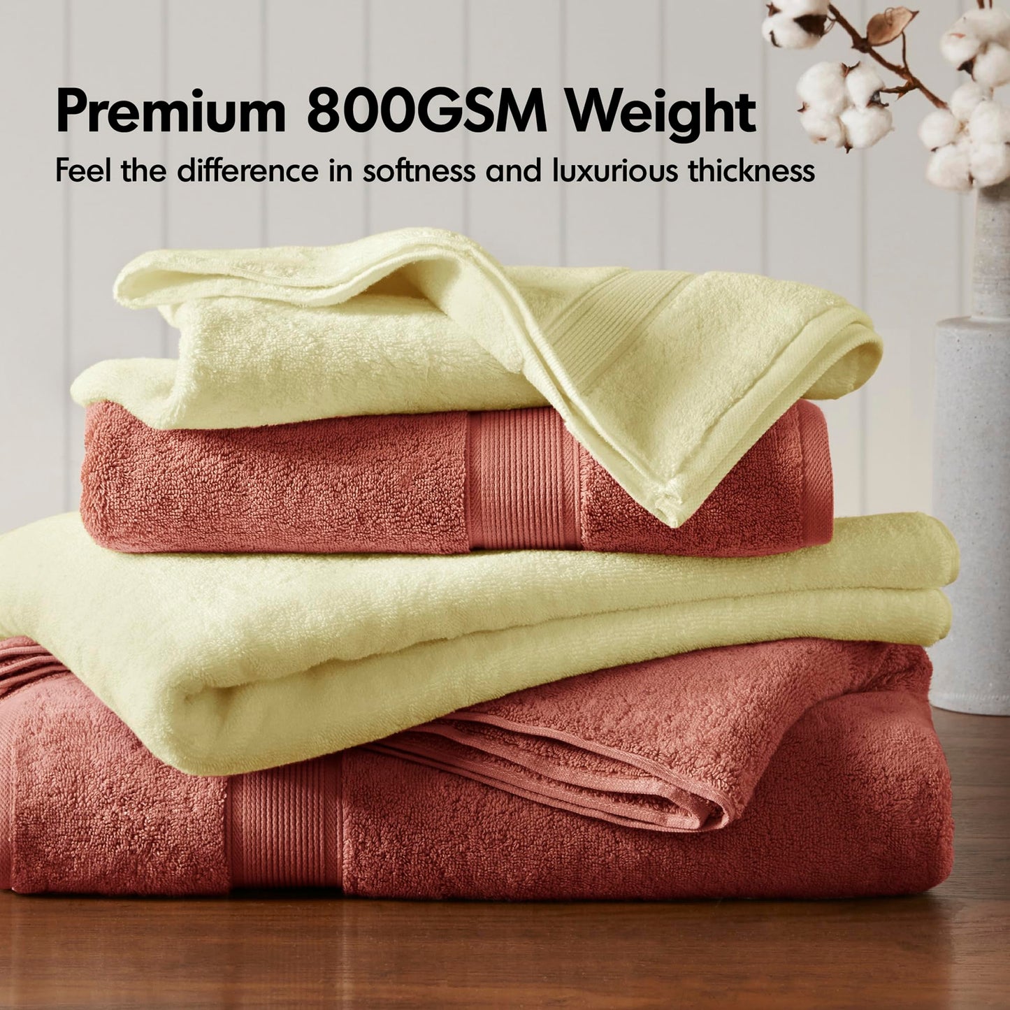 Madison Park 800GSM Bathroom Towel Set of 8 100% Cotton Bath Towel Set for Bathroom Luxurious Highly Absorbent 2 Bath Towels 2 Hand Towels 4…