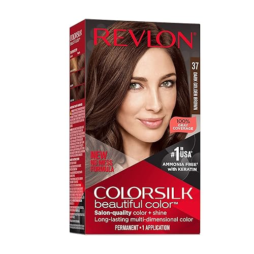 Revlon Colorsilk Beautiful Color Permanent Hair Color, Long-Lasting High-Definition Color, Shine & Silky Softness with 100% Gray Coverage, Ammonia