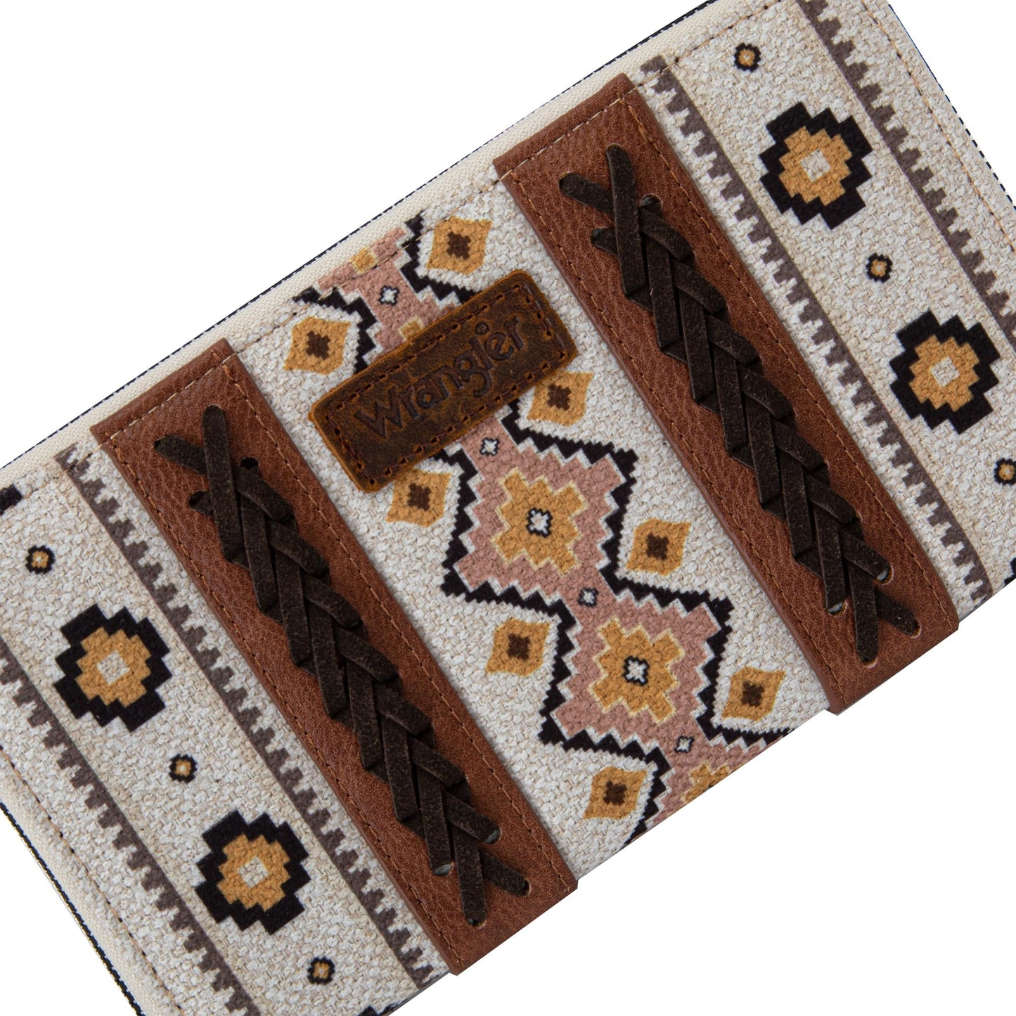 Wrangler Western Wallet Purse for Women with Aztec Southwestern Wristlet Strap Boho Women Purse Bi-fold Wallet CY-WG2202-W006CF