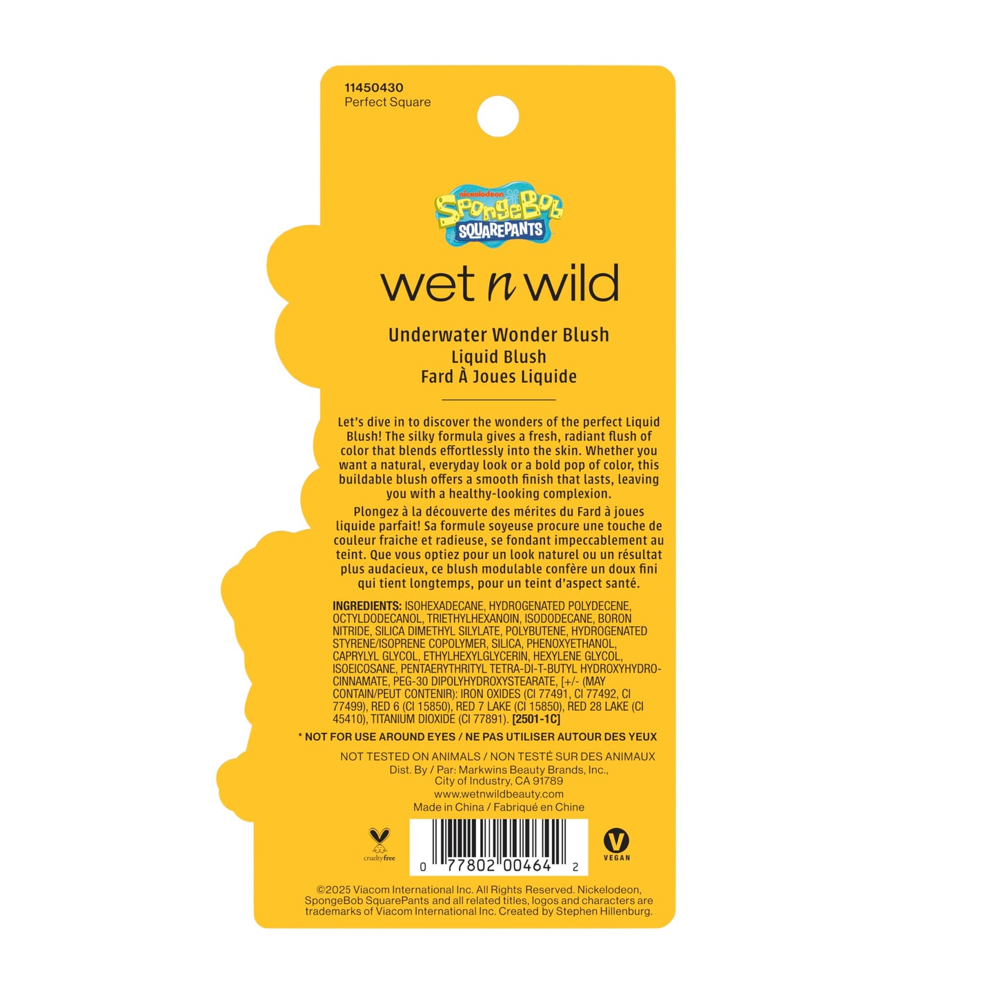 wet n wild SpongeBob Underwater Wonder Liquid Blush, Buildable Shimmery Gel Formula with Seamless Blend & Matte Finish - Perfect Square