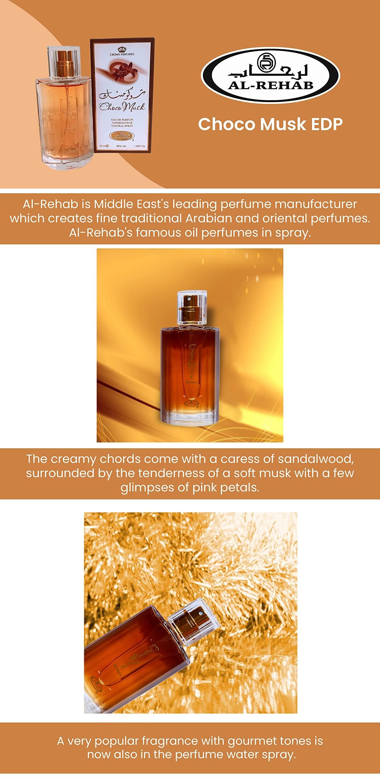 Al-Rehab Choco Musk - Al-Rehab Eau De Spray Perfume (50 ml/1.65 fl. oz)- 2 pack