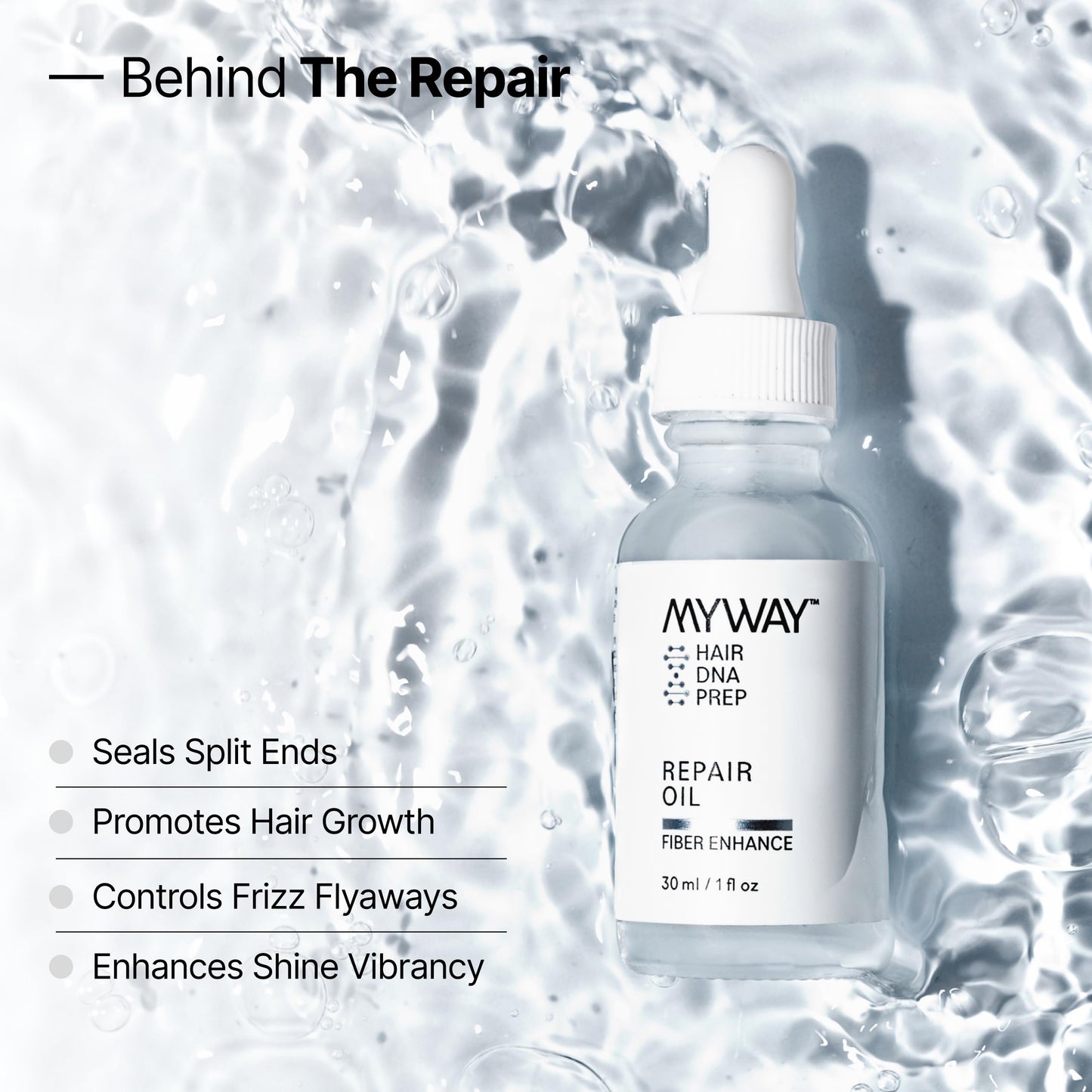 My Way Hair DNA Repair Oil - Restorative and Heat Protectant Oil for Frizz Control - Adds Shine and Seals Split Ends - Paraben, Phthalate, Sulfate