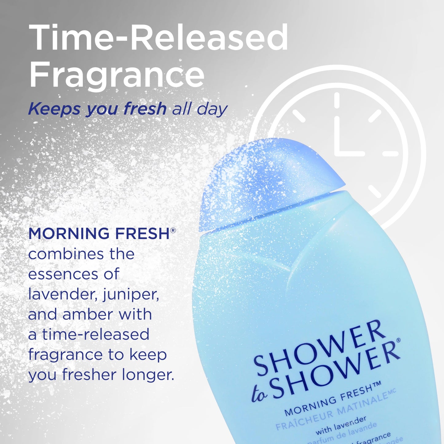 Shower to Shower Morning Fresh Body Powder with Lavender for Men & Women, Talc Free, Sweat Absorbing, Prevents Chafing & Odor, Deodorizing - 8 Ounces