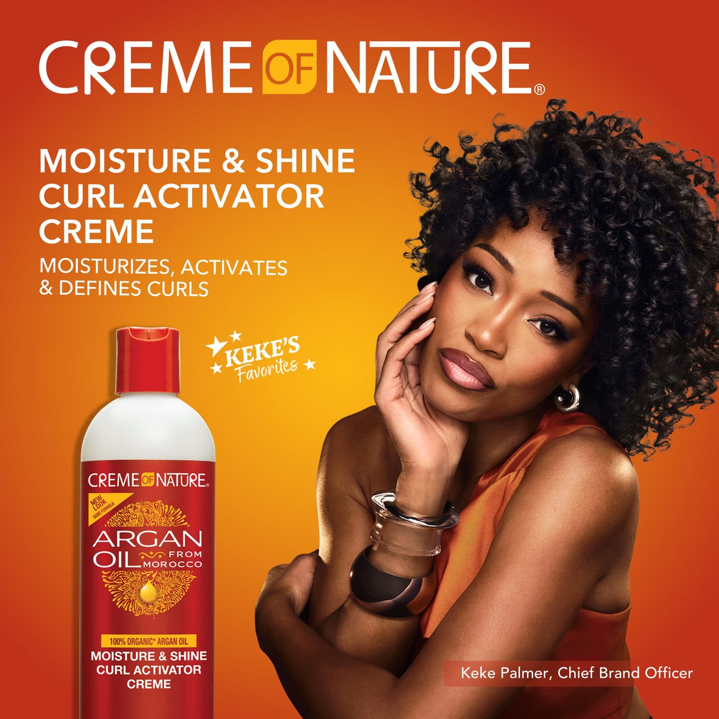 Creme of Nature Moisture & Shine Curl Activator Creme, Defines & Smooths Curls, Anti-Frizz, Hydrating Formula with Argan Oil from Morocco, 12 oz