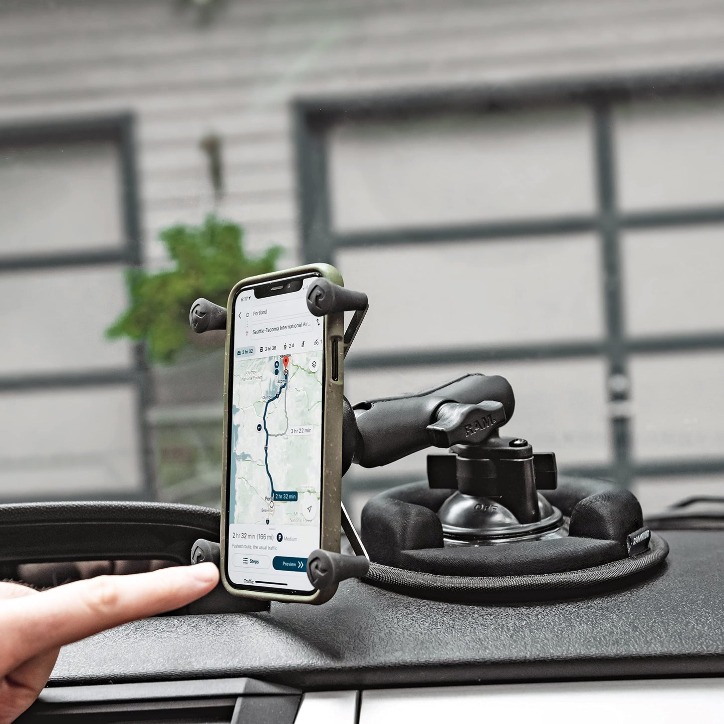 RAM Mounts X-Grip Phone Mount with Twist-Lock Suction Cup Base RAP-B-166-UN7U with Medium Arm for Vehicle Windshields