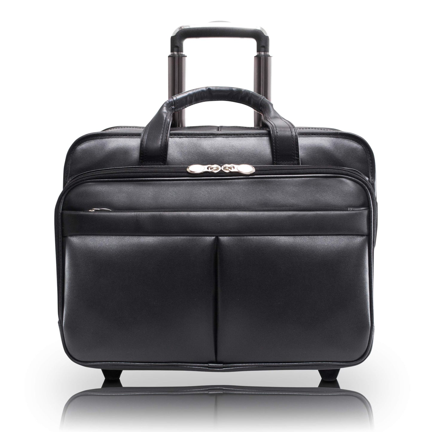 McKlein, L Series, Bowery, Top Grain Cowhide Leather, 15" Leather Wheeled Laptop Briefcase, Black (87855)