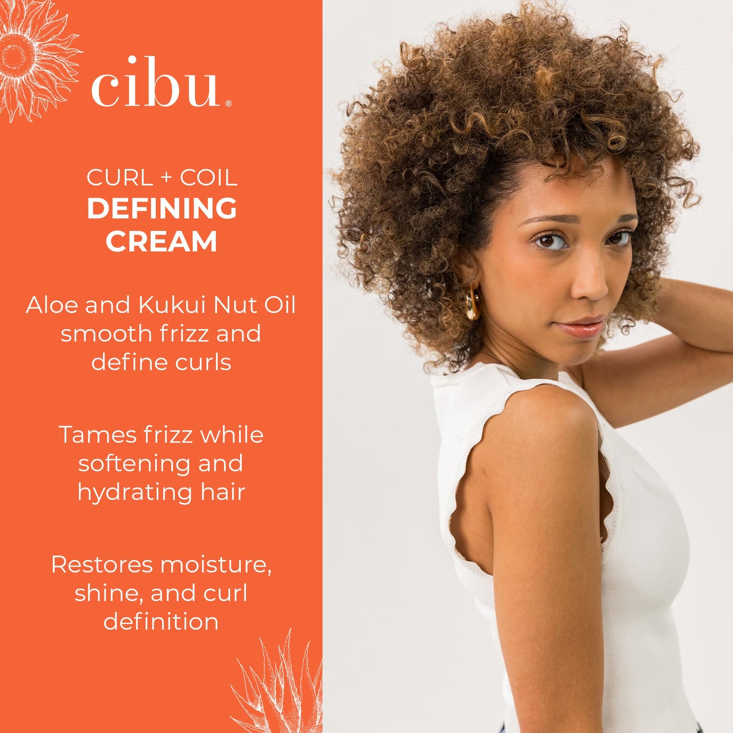 CIBU Curl + Coil Defining Cream | Long-Lasting Hold for Natural Wavy, Coily, Curly Hair | For African American Hair | 5.4 Ounces