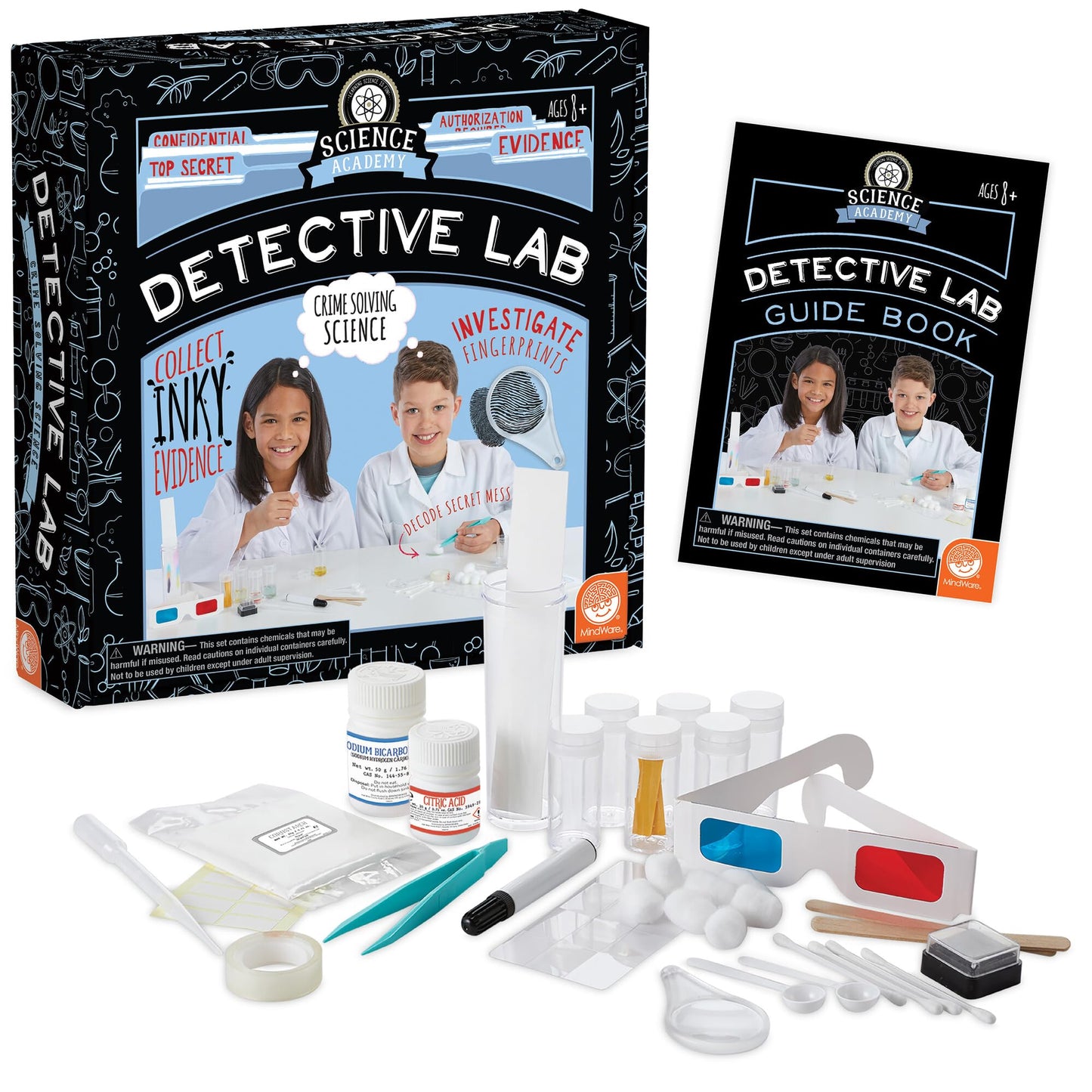 MindWare Science Academy Detective Lab – Forensic Science Kit for Kids Ages 8-12 with 7 Crime Scene & Investigation Experiments