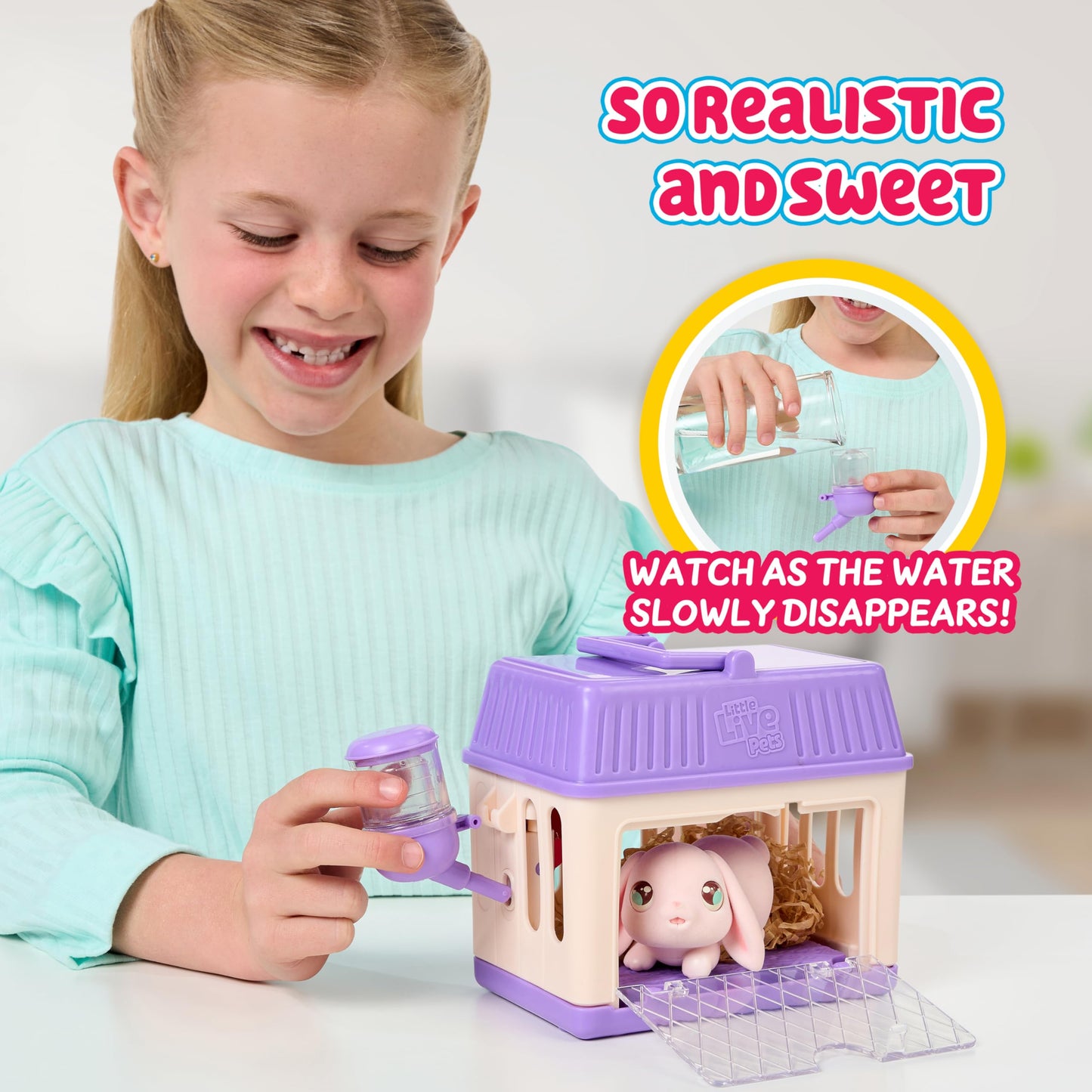 Little Live Pets Bunny Mini Interactive Toy Set – Hutch Playset with 3 Surprise Babies, 20+ Sounds & Accessories, Kids Ages 3+