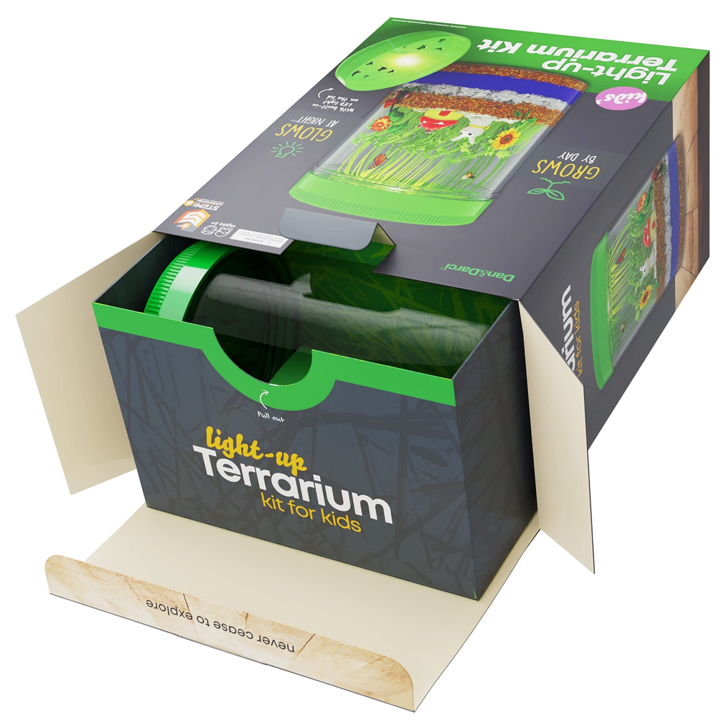 Dan&Darci Light-Up Terrarium Kit – STEM Science DIY Craft for Kids, Educational Toy, Fun Birthday Gift for Boys & Girls Ages 6–12