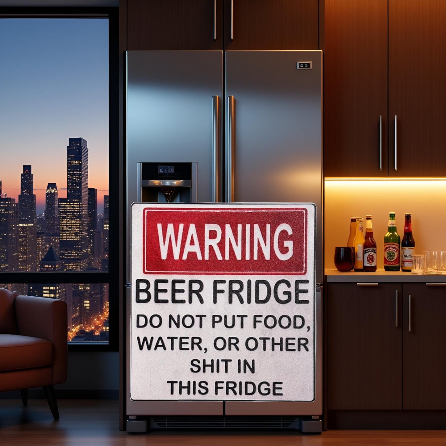 Warning Beer Fridge Funny Warning Sign Beer Stickers Refrigerator Stickers DO NOT Put Food, Water, OR Other Shit in This Fridge for Kitchen