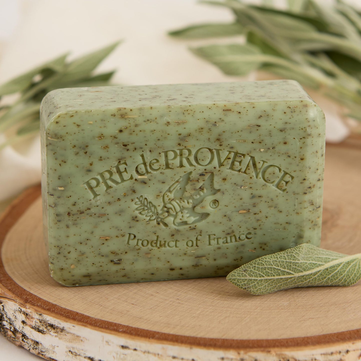 Pre de Provence Artisanal Soap Bar, Enriched with Organic Shea Butter, Natural French Skincare, Quad Milled for Rich Smooth Lather, 8.8 Ounce, Sage