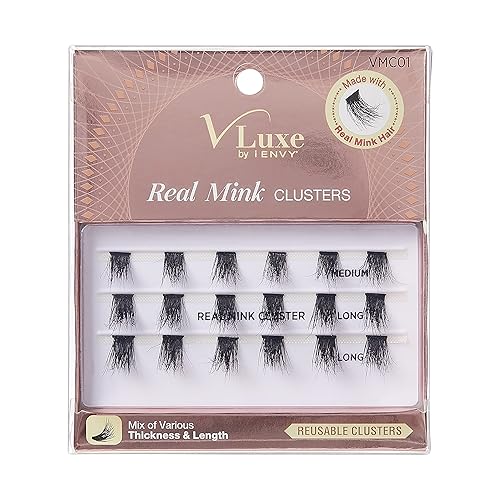 i•ENVY Real Mink Cluster Lashes Full and Fluffy Extension Look, Reusable, DIY Salon Result