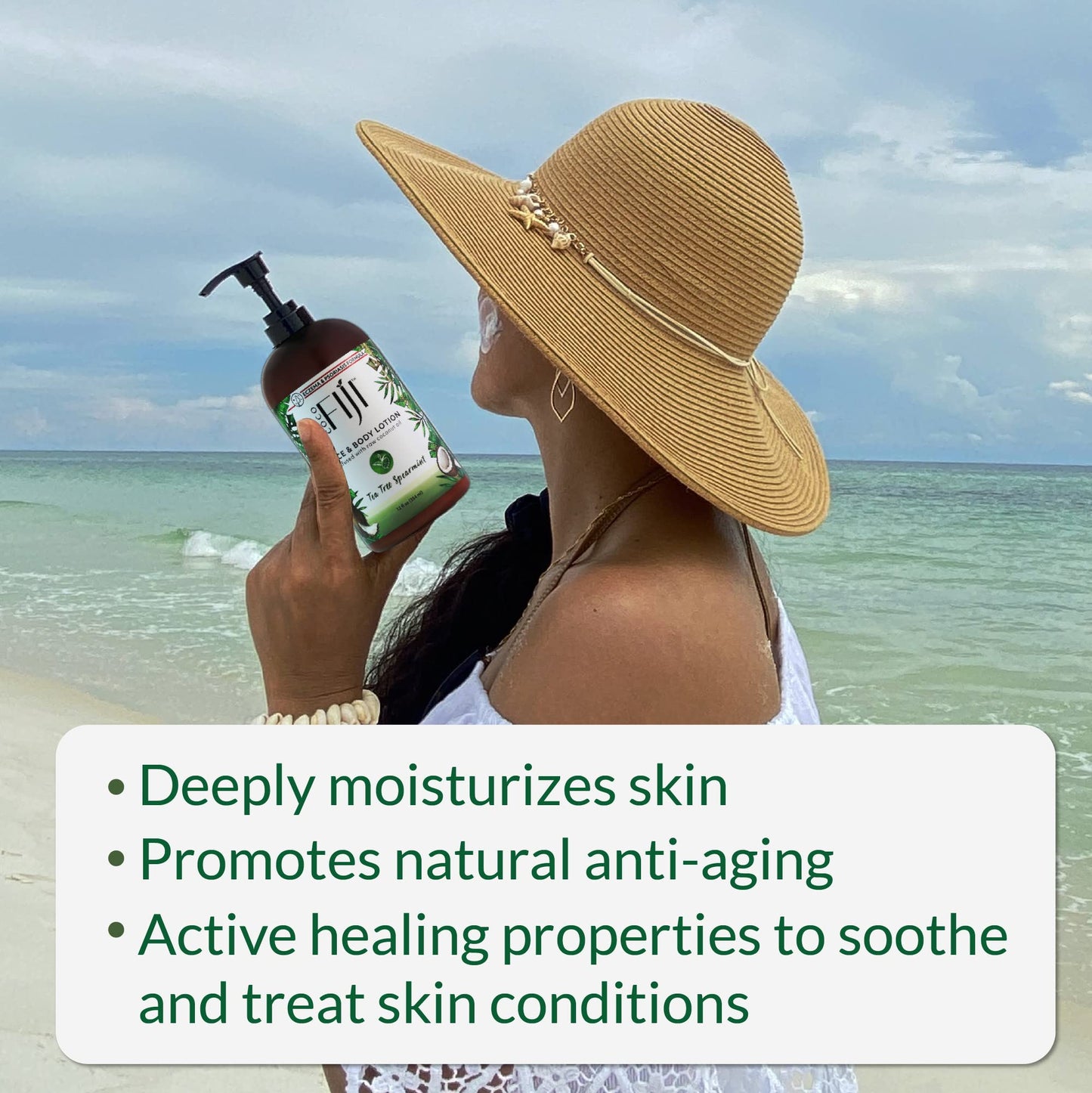 Coco Fiji Face & Body Lotion Infused With Coconut Oil | Lotion for Dry Skin | Moisturizer Face Cream & Massage Lotion for Women & Men | Tea Tree