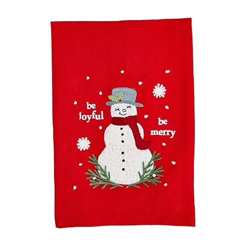 Mud Pie Embroidered Towel, Snowman, 21" x 14"