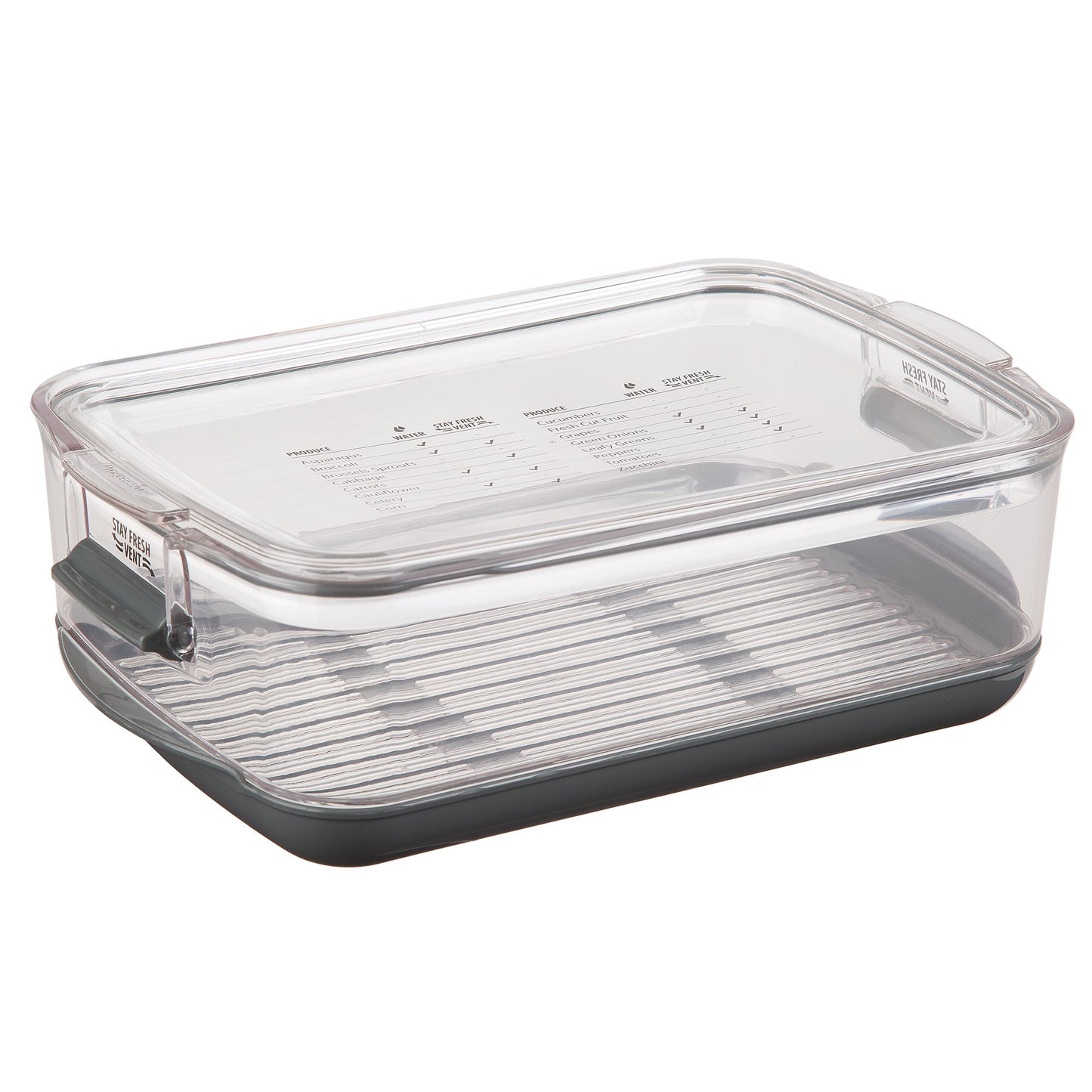 Progressive International Prepworks ProKeeper Food Fresh Produce Storage Container Set, 5- Piece, Clear Containers with Gray Sealed Tight Lids