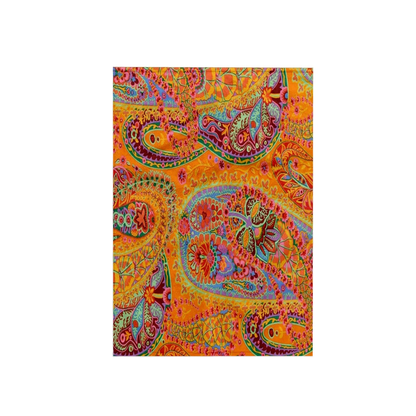 3D Rose Lime Orange n Pink Batik Paisley TWL_60518_1 Towel, 15" x 22"