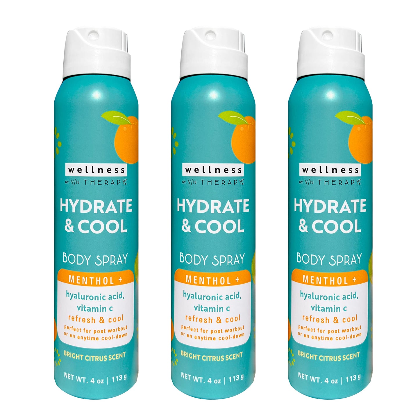Village Naturals Therapy Wellness Hydrate & Cool Body Spray - Protect and Moisturize Skin with Vitamin C, Menthol and Hyaluronic Acid - Full Body