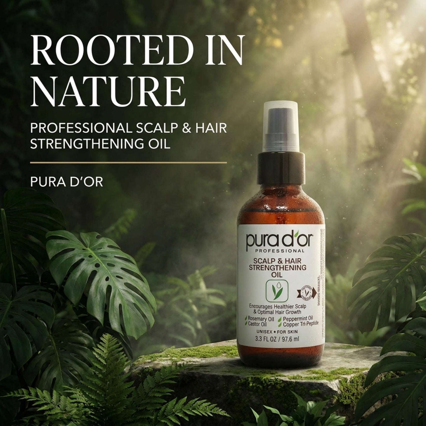 PURA D'OR Scalp & Hair Strengthening Oil Supports Optimal Growth, Reduce Breakage, Nourish Roots for Healthier, Fuller, Thicker Hair - Rosemary Beauty and Personal Care PURA D'OR