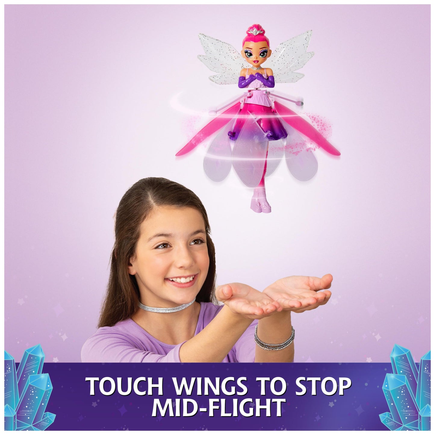 Crystal Flyers, Magical Flying Doll with Crystal Wings, Interactive Kids Toys for Ages 5 and up