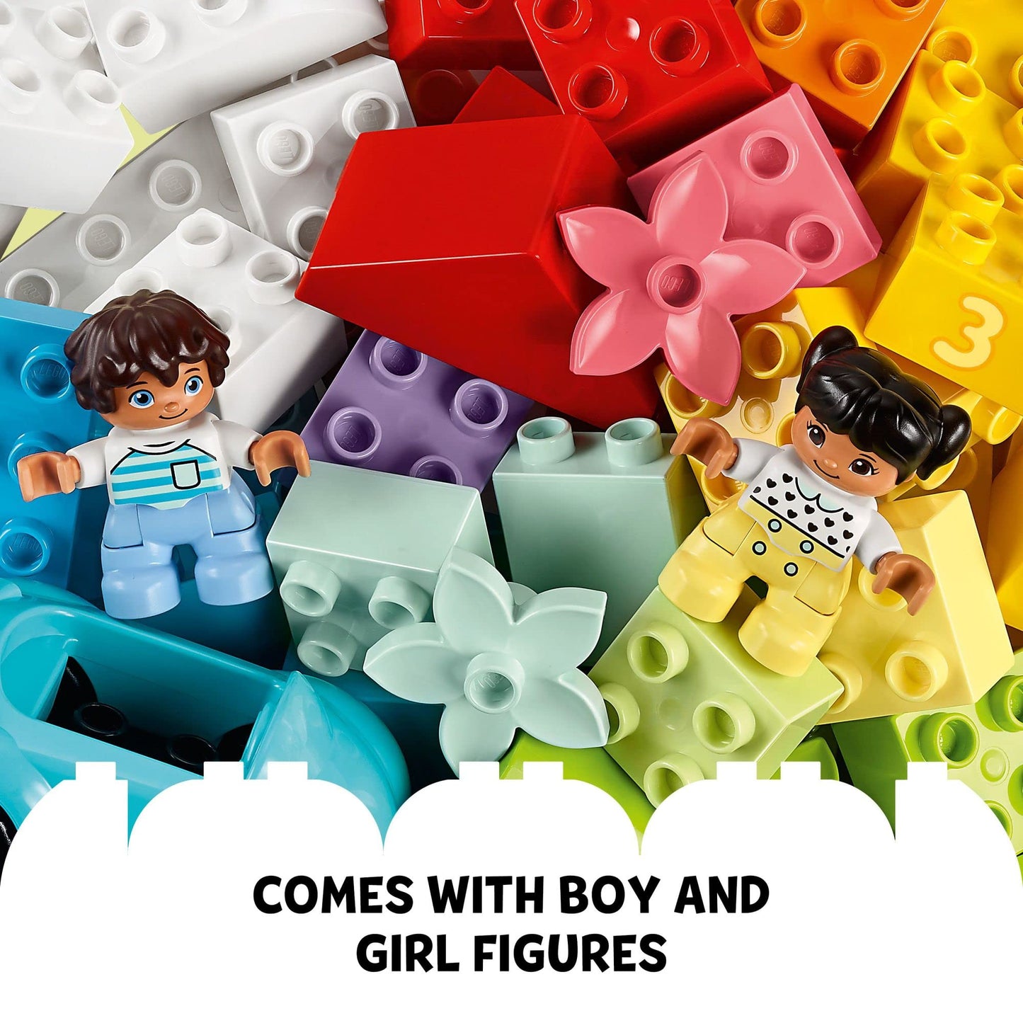 LEGO DUPLO Classic Brick Box 10913, Toddler Building Set with Storage, Car & Number Bricks, Fun Learning Playset Gift for Boys & Girls 18+ Months