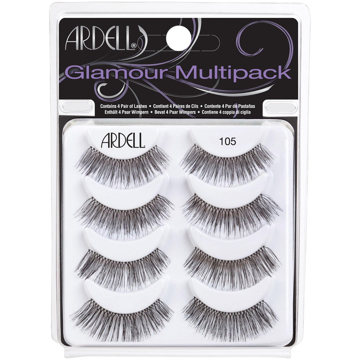 Ardell False Eyelashes Glamour Multipack 105 - Lightweight, Natural Looking Strip Lashes, Reusable Fake Lashes, 4 Pairs, 1 Pack