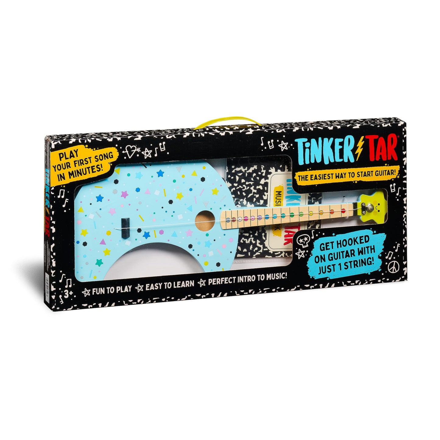 TinkerTar Moon Guitar – 1-String Wooden Toy Instrument for Kids, Easy Guitar Starter, Perfect Intro to Music Ages 3+, Buffalo Games