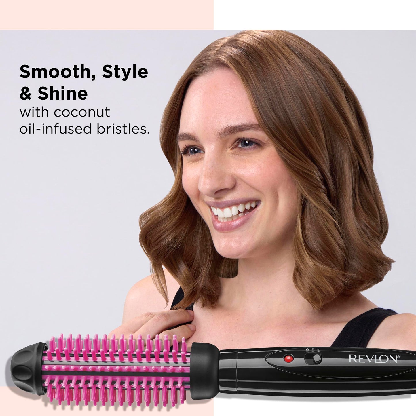 REVLON Silicone Bristle Heated Hair Styling Brush | Fast, Long Lasting Volume for Easy Styling | 1" Barrel for Full Body and Smooth Styles