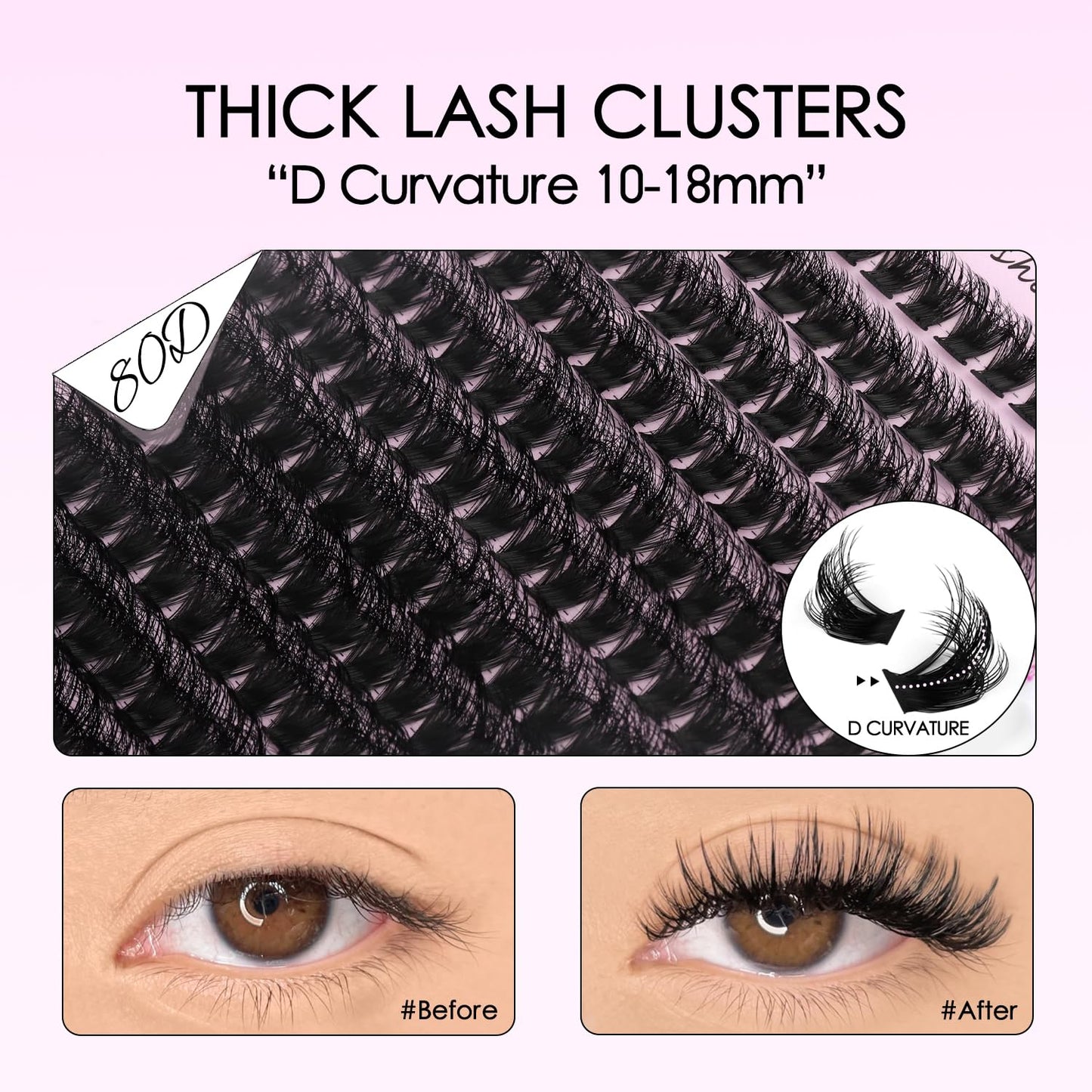 SOFENIDA Lash Clusters Kit 80D Lash Clusters Kit 10-18mm Volume Eyelash Clusters D Curly Cluster Eyelash Extensions 3D Wispy Lashes Cluster DIY Lash Beauty and Personal Care SOFENIDA