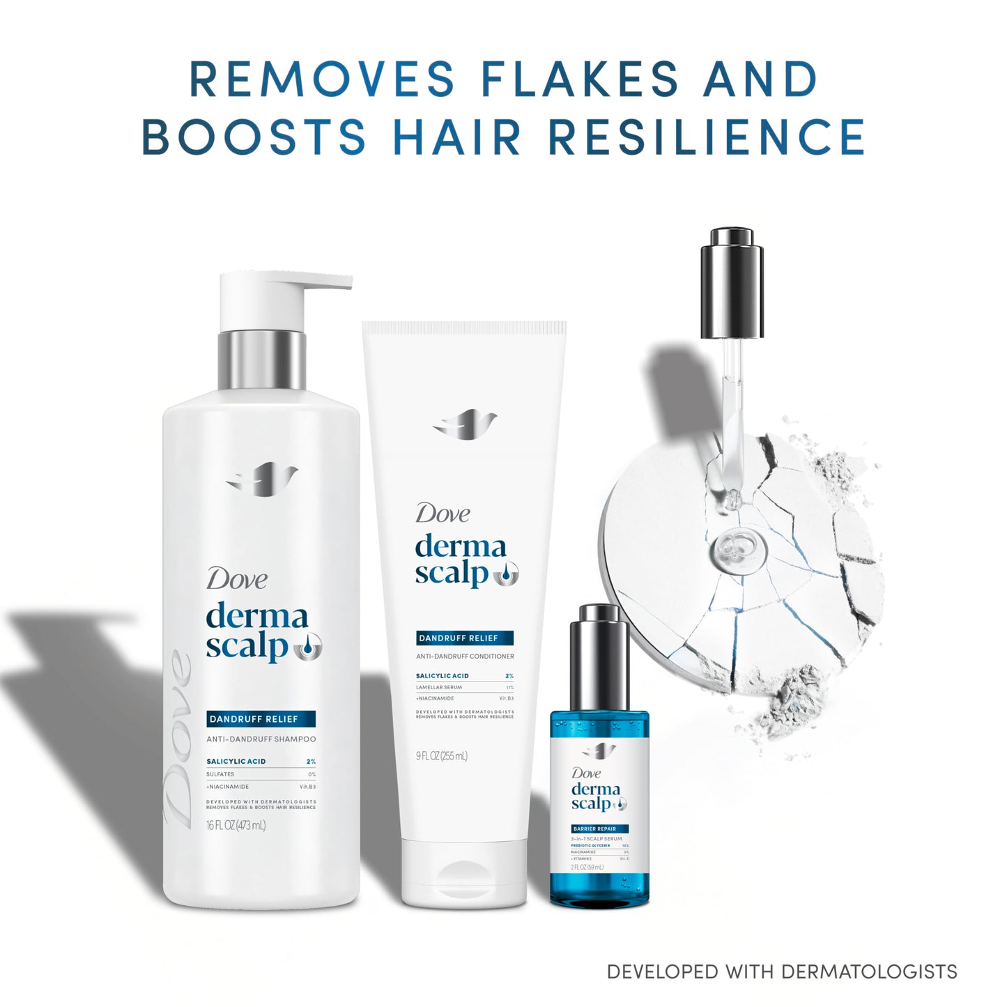 Dove Derma Scalp Dandruff Relief Conditioner 1 ct with Salicylic Acid, Lamellar Serum and Niacinamide for Removing Flakes & Boosting Hair Resilience 9