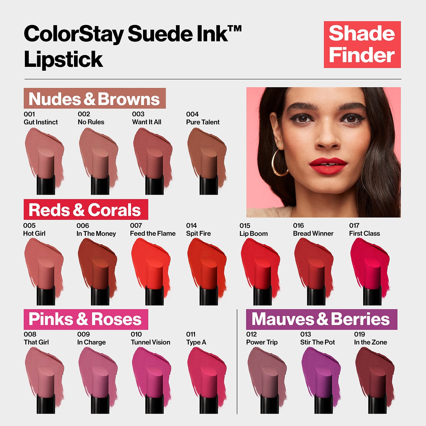 Revlon Lipstick, ColorStay Suede Ink, Built-in Primer, Stocking Stuffer for Women, Waterproof, Smudge-proof, Matte Color, 012 Power Trip, 0.09 oz