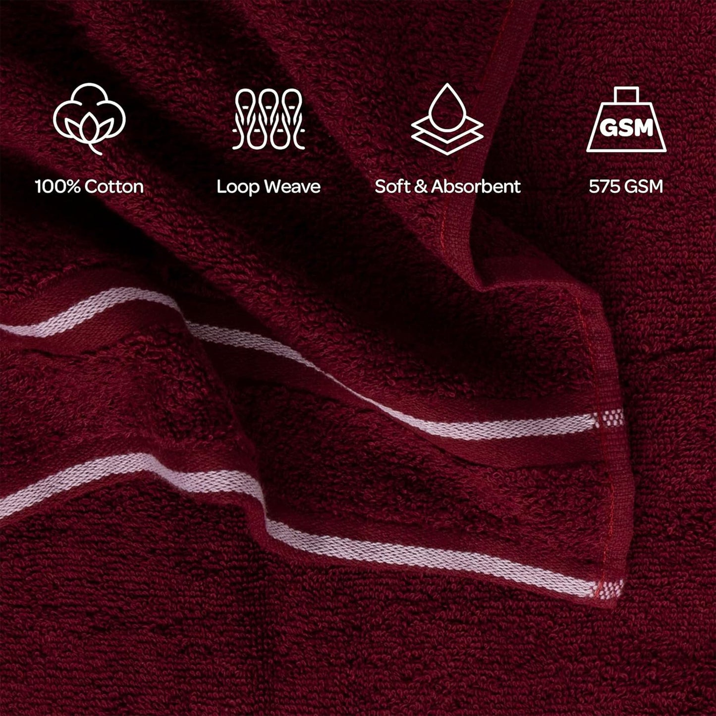 Lavish Home 8PC Bathroom Towels Set - 575GSM 100% Cotton Bathroom Essentials with 2 Bath Towels, 2 Hand Cloths, 2 Wash Cloths, and 2 Fingertip Fabric…