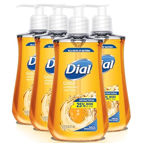 Dial Antibacterial Liquid Hand Soap, Gold, 9.375 Fluid Ounce (Pack of 4)
