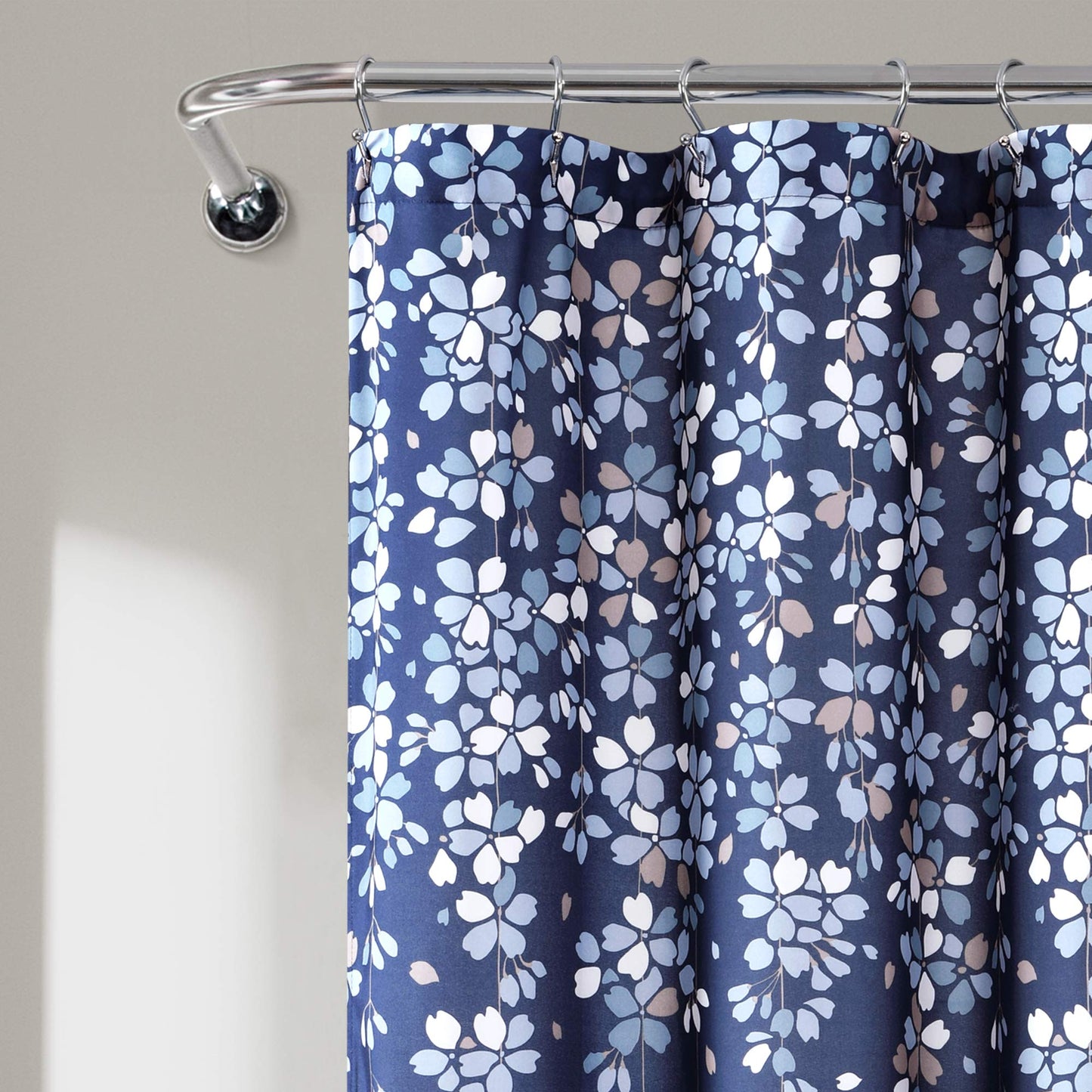 Lush Decor Weeping Flower Shower Curtain, Navy