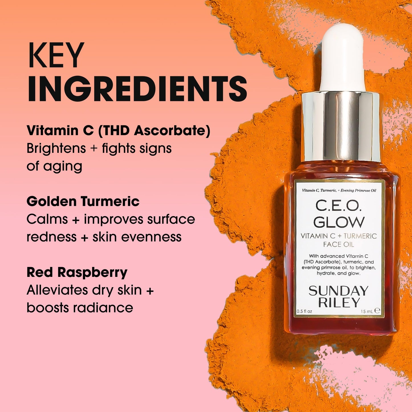 Sunday Riley C.E.O. Glow Vitamin C & Turmeric Face Oil, 0.5 Fl Oz Beauty and Personal Care Sunday Riley