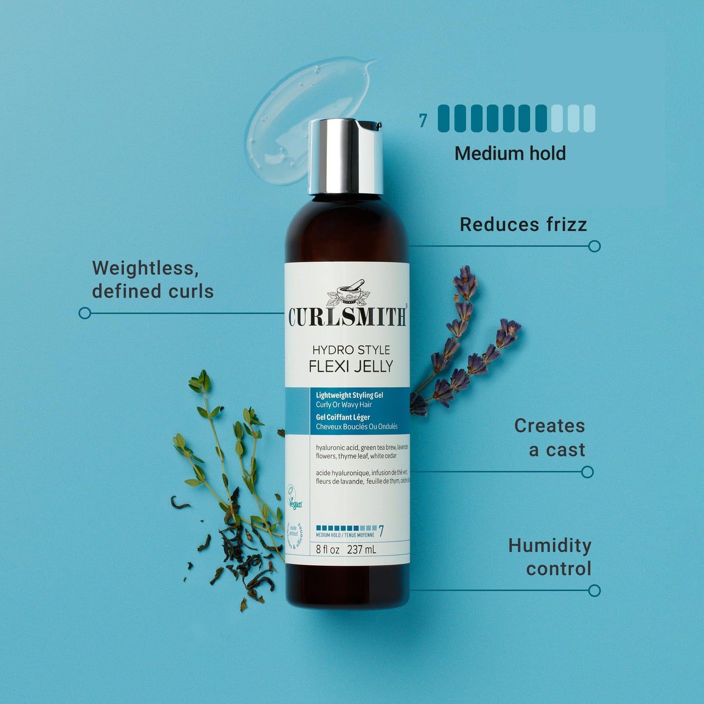 CURLSMITH - Hydro Style Flexi-Jelly - Vegan Defining Gel for Wavy, Curly or Coily Hair (2 fl oz)