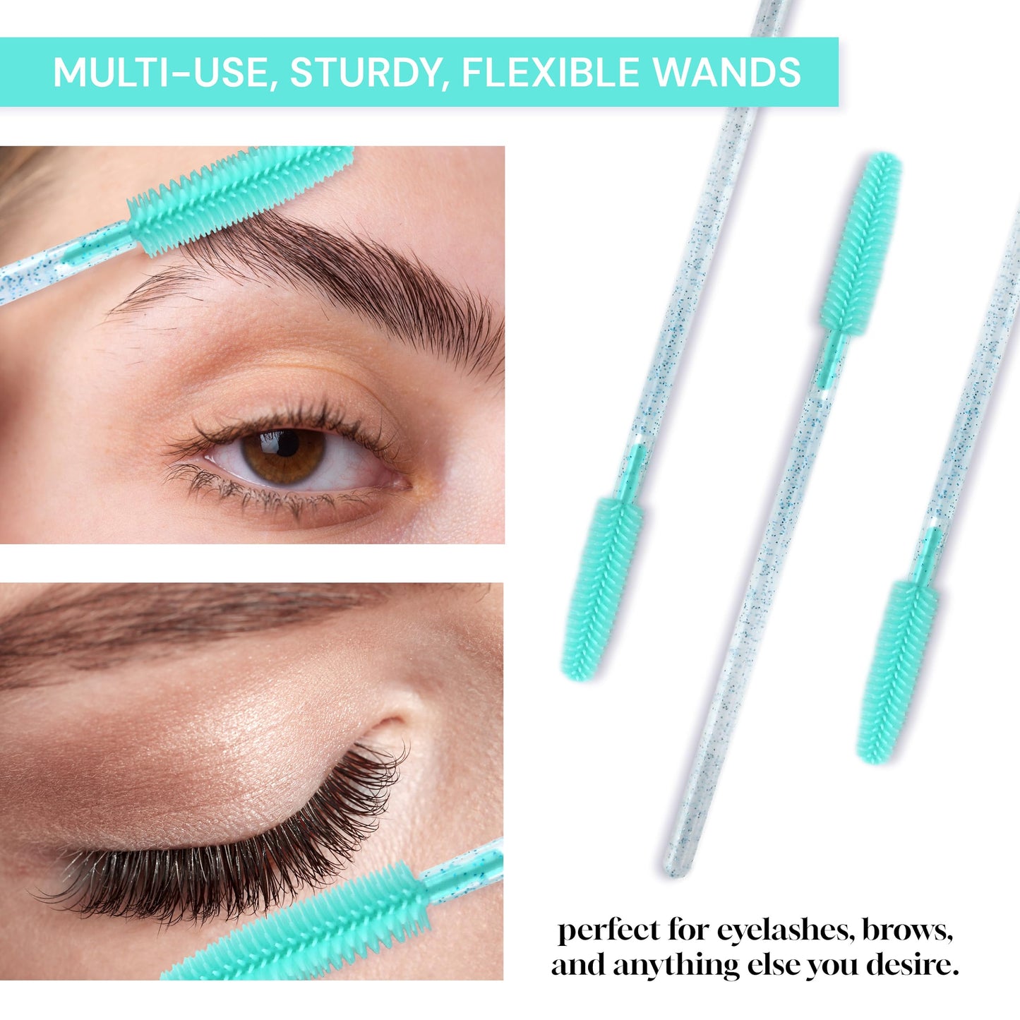 Apothie 50 Pieces Silicone Disposable Mascara Eyelash Wands - Eyebrow & Lash Extension Spoolie Brushes, Comb Separator, Microblading Tool, Applicator