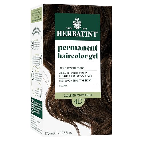 Herbatint Permanent Hair Dye For Women - 4D Golden Chestnut - For Up To 100% Gray Coverage of Resistant Gray Hair - Ammonia-Free, Alcohol-Free & Vegan