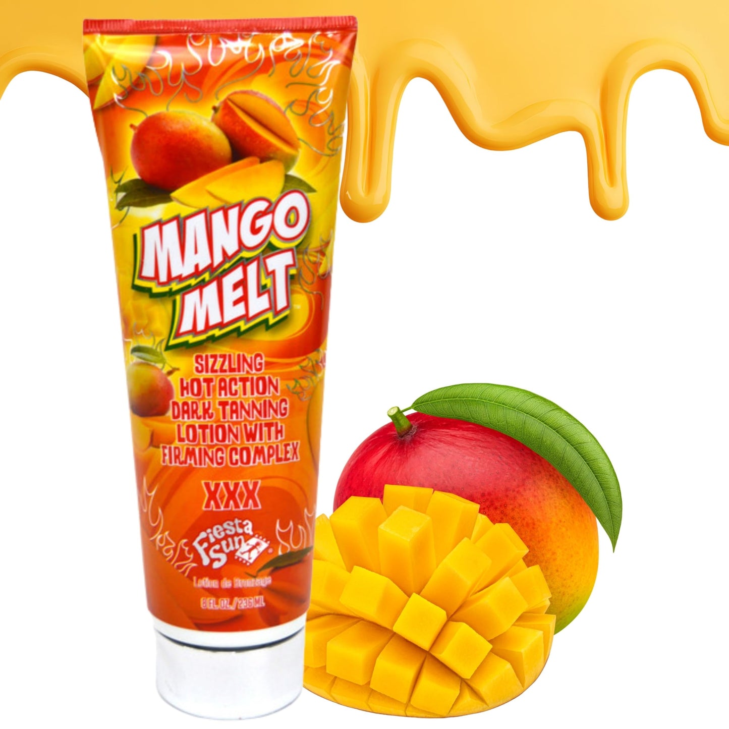 Fiesta Sun Mango Melt Sizzling Hot Action Dark Tanning Lotion, 8 fl oz, For Indoor or Outdoor Sunning