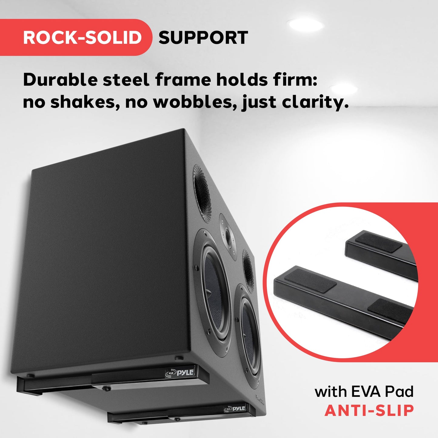 Pyle Adjustable Speaker Wall Mount Brackets - 2 Pack Extendable Steel Arms for Center Channel, Small or Large Speakers & Soundbars - 110 lbs…