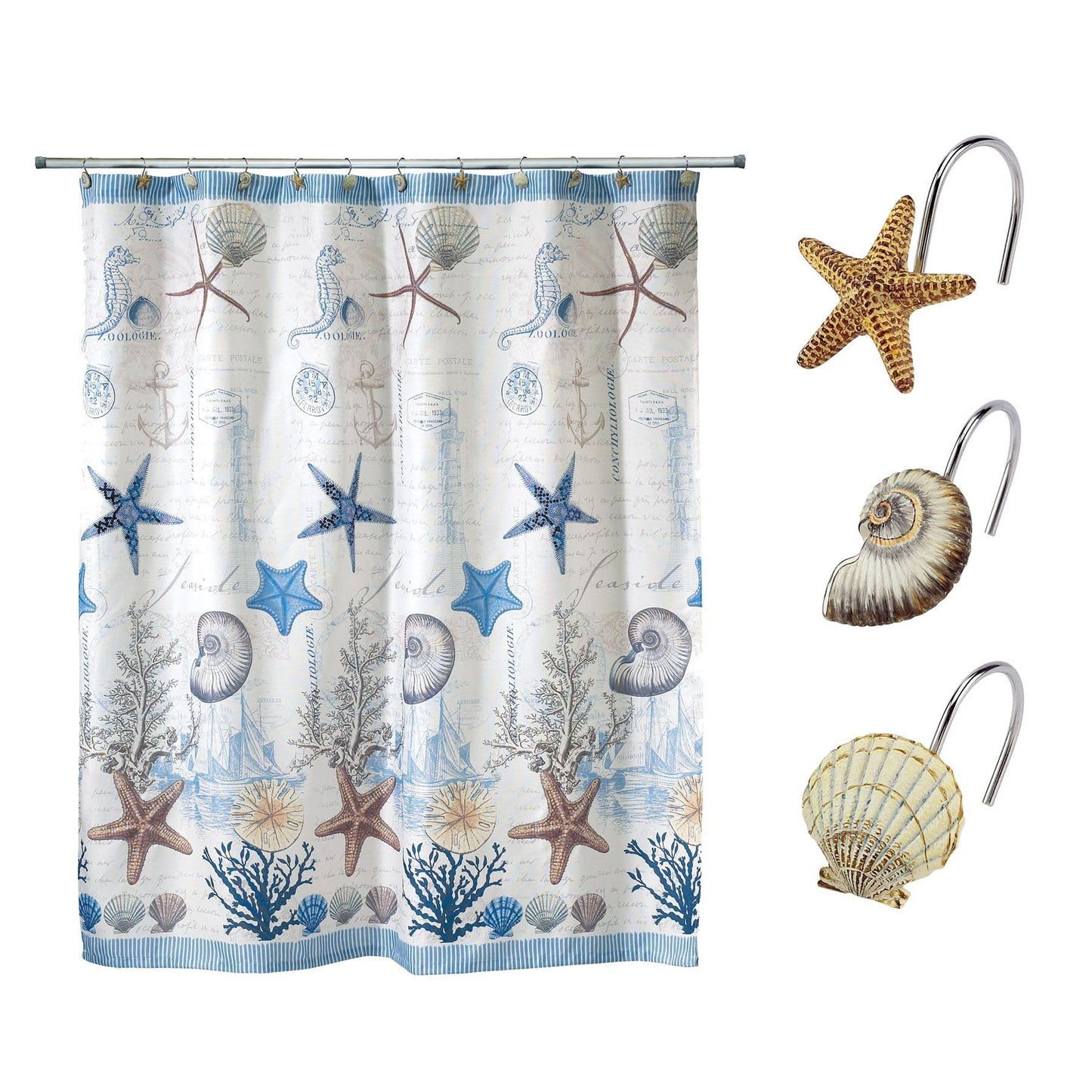 Avanti Linens - Fabric Shower Curtain, Nautical Bathroom Decor (Antigua Collection, 72")